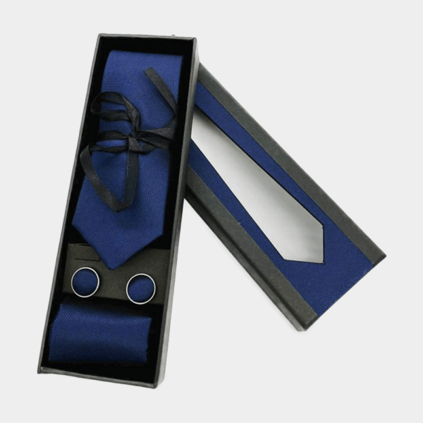 Cadouri Barbati - set cravata butoni batista albastra cutie