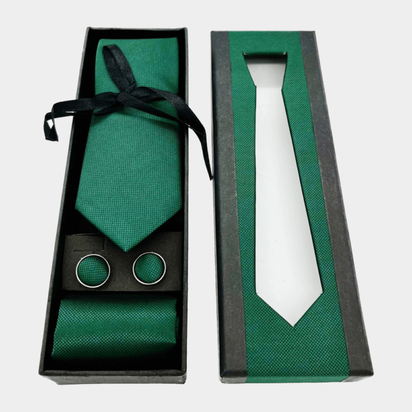 Cadouri Barbati - set cravata butoni batista verde cutie lux