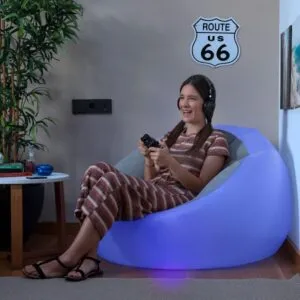 Cadouri Barbati - fotoliu gonflabil cu lef si telecomanda multicolor mov