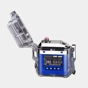 Bricheta electrica cu plasma rezistenta la apa si vant albastra - cadouri barbati