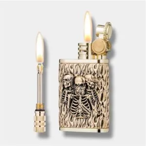 bricheta cu benzina si cremene 2 in 1 skeleton - cadouri barbati