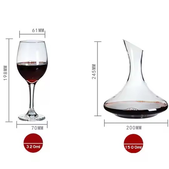 dimensiuni pahare si decantor vin - cadouri barbati